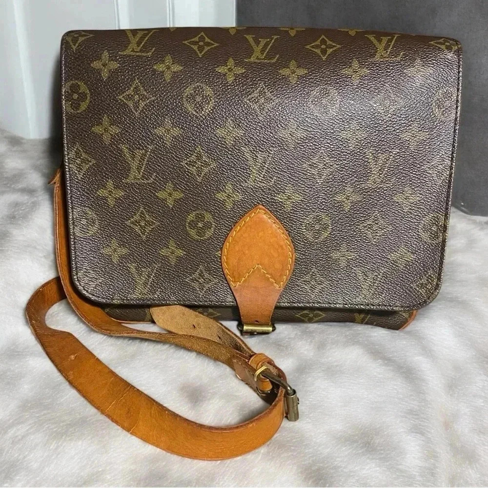 Louis Vuitton Monogram Canvas Crossbody Shoulder Bag in Brown and Tan